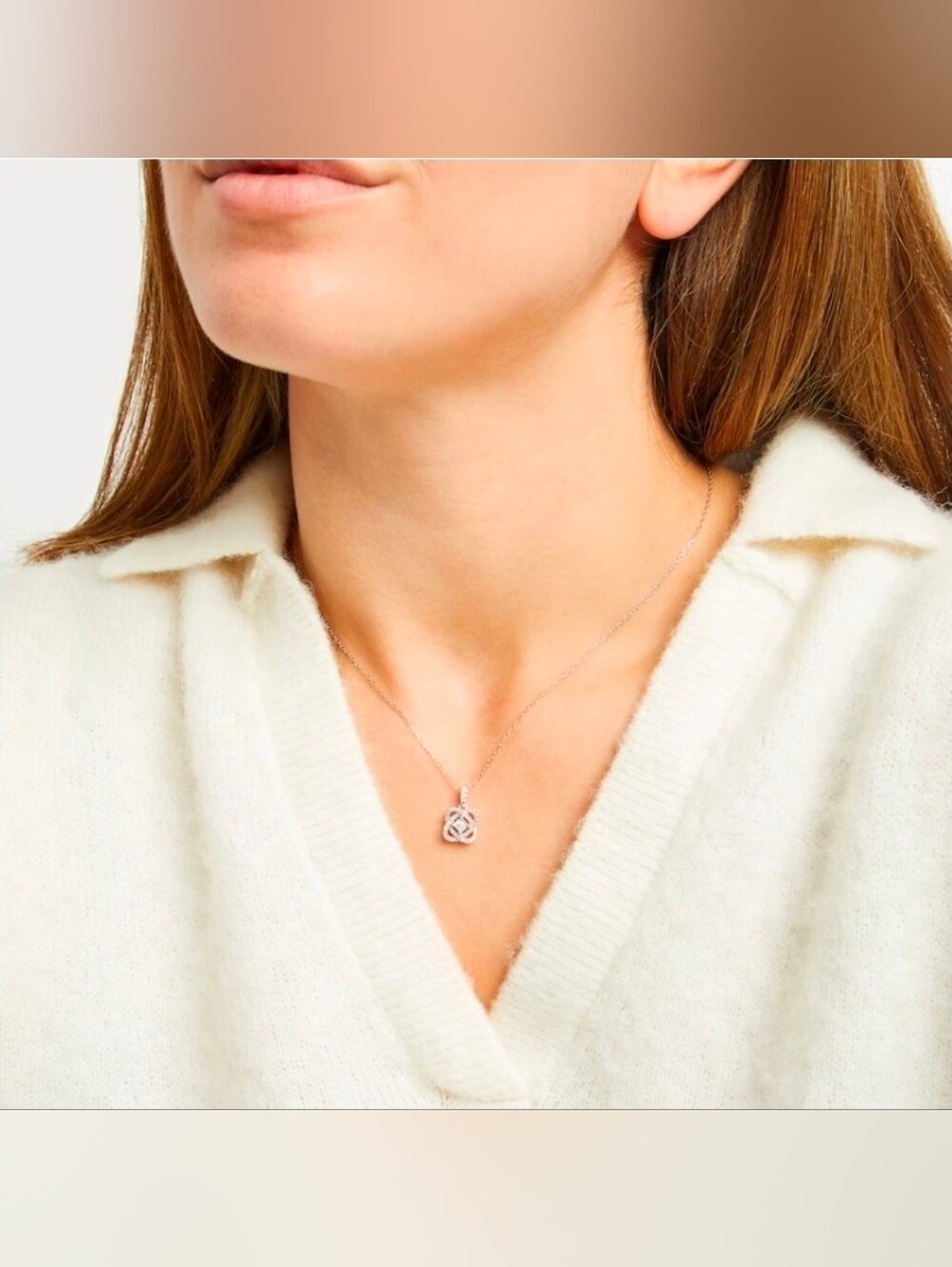 Kay Jewelers "Center Of Me" 1/5ct Tw 10k Stamped Knot Pendant Necklace and Studs - Picture 3 of 14